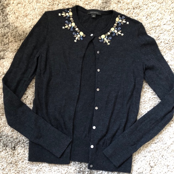 Ann Taylor Jeweled Neck Cardigan Sweater S - Picture 2 of 4